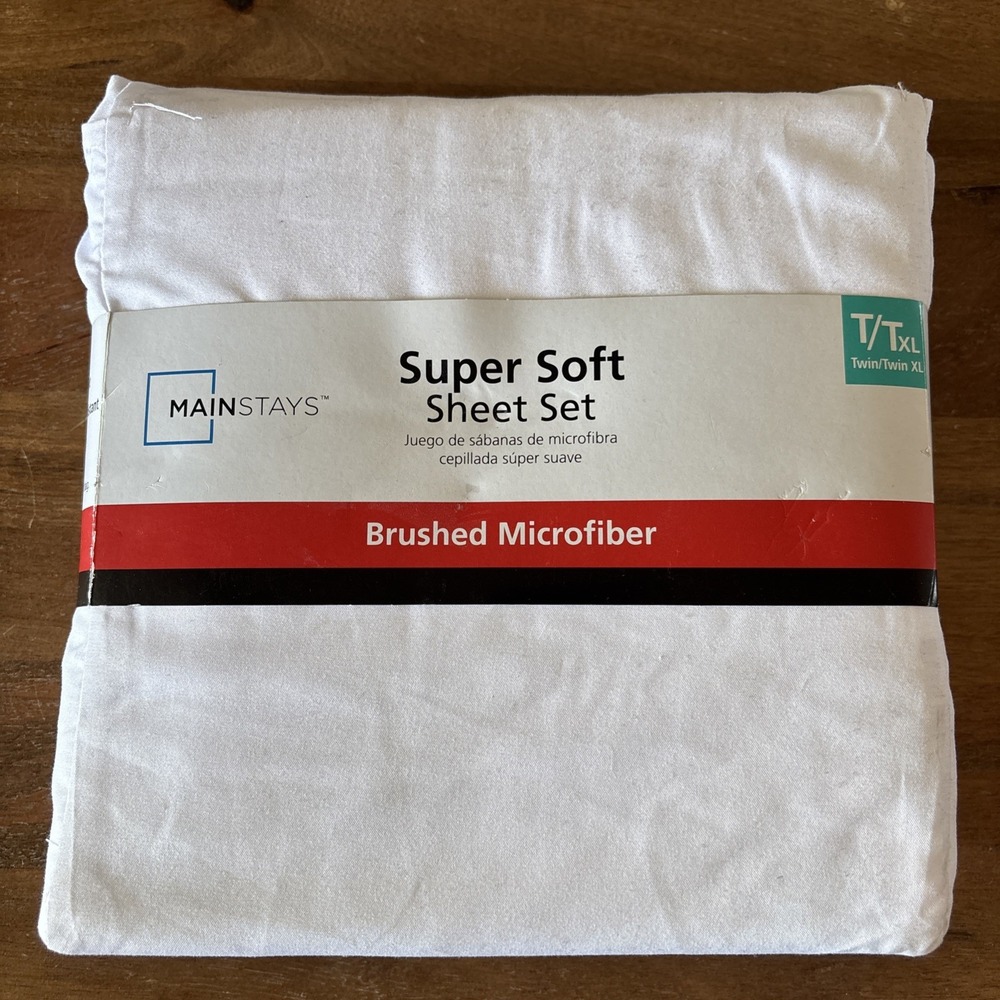 Mainstays‎ Microfiber Super Soft T/TxL Sheet Set WHITE New NIP Wrinkle Resist